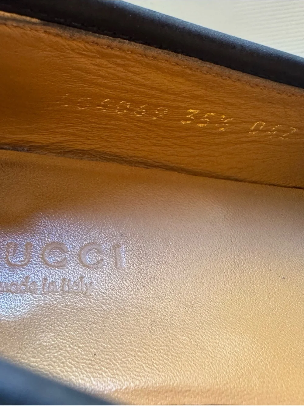 Gucci Betis Glamour Nero 404069 Black Leather Horsebit Loafers Gold Tone Sz 35.5